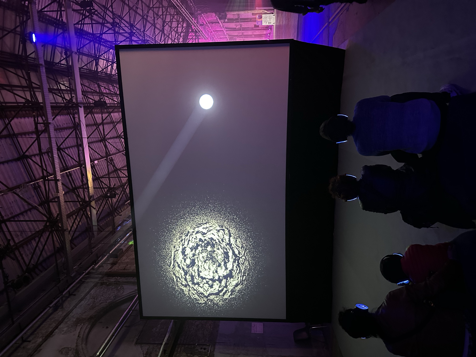 Inner Quadrant — audience seated in front of the screen, a luminous form and a single point of light